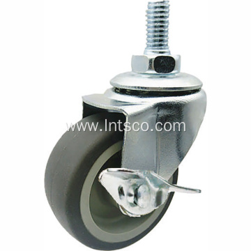 Light Duty TPR Casters Threaded Stem Side Brake